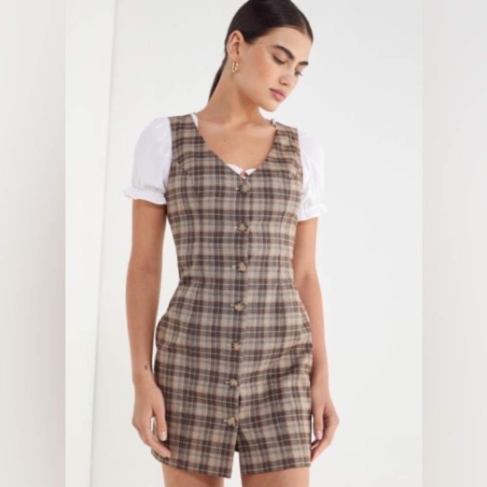 Urban Outfitters woven plaid button front dress